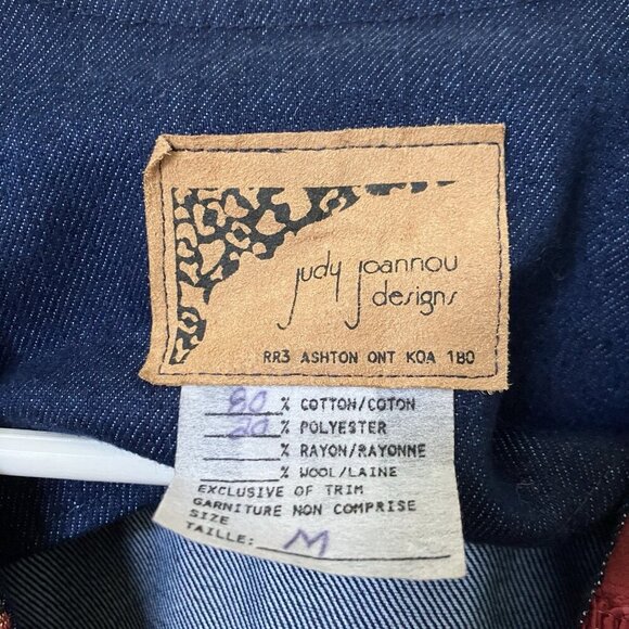 Judy Joannou Blazer Womens M Denim Handmade Tapestry Castlecore Medieval 80s - Picture 2 of 9